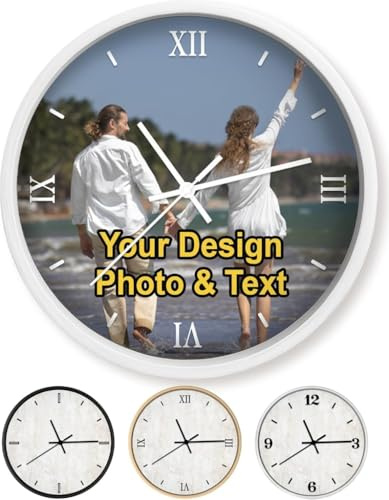Custom Wall Clock with Photo, Name & Text - Personalized 10 Sublimation Clock in Natural Birchwood - Ideal Gift for Home Decor - Reloj de Pared Personalizado for Living Room, Bedroom, or Kitchen