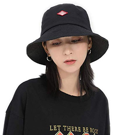 CLAPE Breite Krempe Fischerhut Faltbar Bucket Hat Baumwolle Anglerhut für Damen und Herren UV Schutz Adumbral Hut Schlapphut Eimer Hut, Schwarz