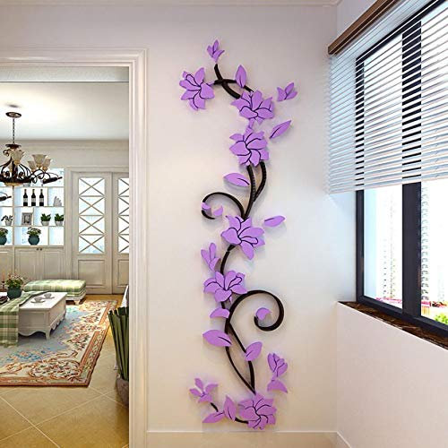 1pc 3d Flower Stickers Muraux Pour Enfants Chambres Stickers Salon Fond Tv Salle Home Decor Chambre (violet)