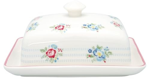 GreenGate Henrietta Beurrier en porcelaine Blanc/rouge 12 x 16 cm