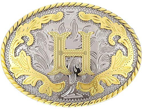 STARBRILLIANT Luxus Retro Englisch Buchstabe A-Z Vintage Retro Keltischer Knoten Gürtelschnalle Für Männer Einfache Cowboy Gürtelschnalle(H)