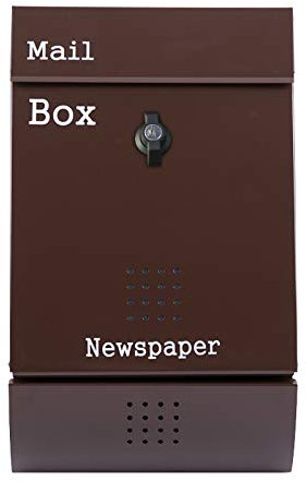FYZS Postfach, Mailbox, Briefkasten, rostfreies verzinktes Stahl wasserdichtes Design Postkasten, mit schlanker Linie und Zeitungsschlitz, an der Wand montiert, abschließbar (Color : Brown)