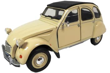 OPO 10 Voiture 1/24 Compatible avec Citroen 2CV Couleur crème - Welly 24009A-W Beige