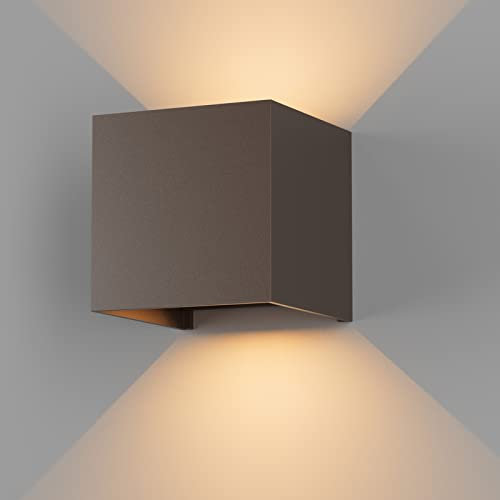 K-Bright 12W Applique da Parete Interno/Esterno Moderno Bianco Caldo 3000K Lampada da Parete Angolo del Fascio Regolabile IP65 Impermeabile, Rosso Ruggine