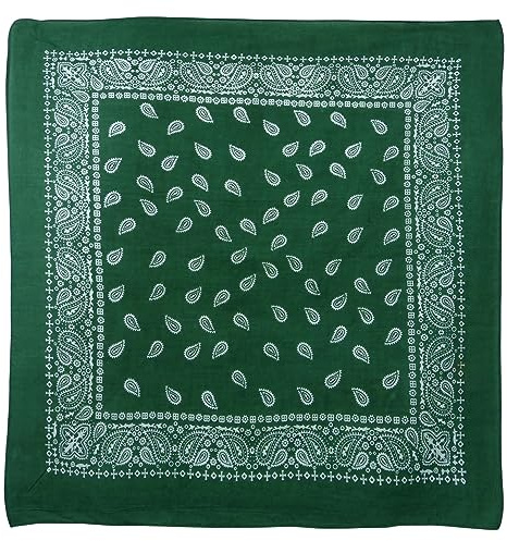 RED X Herren-Halstuch, Paisleymuster, leichte Baumwolle, grün, XL