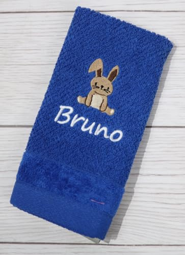 Generisch Personalisierter Kinderhandtuch 30x50 cm mit Name & Motiv – Handtuch für Kindergarten & Kita – Geschenk für Jungen & Mädchen (Royal Blau)