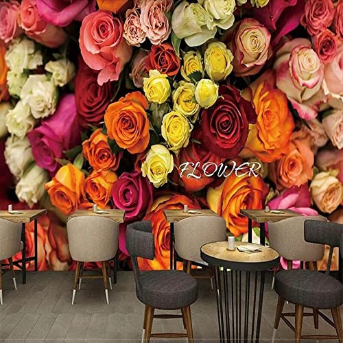 XAONUO Couleur Papier Peint Photo 3D Optique Coloré Mode Fleuri Trompe L Oeil | Déco Mural Tableaux Muraux Photo 350X254Cm Mural Décor Motif Poster Géant Stickers Muraux Optique Fond Effet