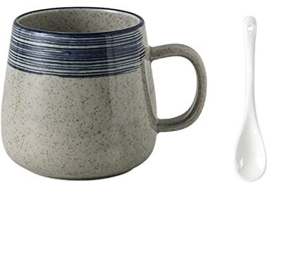 CRAGCO Tasses Tasse en céramique Vintage 380ML, Tasse à thé avec cuillère Tasse à café de Bureau Tasse à thé Domestique Tasse à Lait Tasse de café (Color : E)