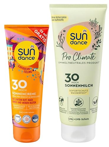 SUNDANCE 2er-Set Sonnenschutz: Sonnencreme CARIBBEAN FEELING zarter Duft nach Kokos, LSF 30 (125 ml) + Sonnenmilch PRO CLIMATE Feuchtigkeitspflege ohne Duftstoffe, LSF 30 (200 ml), 325 ml