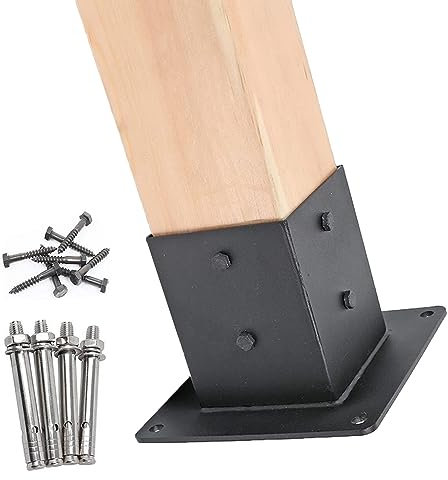 Metal Railing Post Anchors Square, Floor Mount Wood Fence Post Anchor Base Apply to 3.5 x3.5 Wood Post, 1/2/4 Pack Bolt Down Bracket for Pergola Posts (Color : 2pack, Size : 15x12cm/5.9x4.75inch)