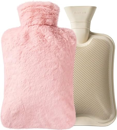 Wärmflasche Bettflasche 1000 ml mit Bezug für Kinder und Erwachsene Pink
