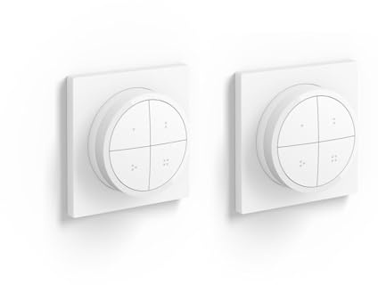 Philips Hue - 2er Pack Tap Dial Schalter Weiß, Kabelloser Dimmer zur Steuerung von Leuchten, Lichtschalter ohne Installation