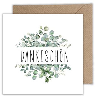 Dankeskarte mit Umschlag - Danksagung Hochzeitskarte und andere Anlässe Danke Dankeschön Karte als Klappkarte (125 x 125 mm)