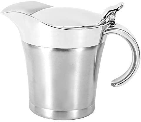 BuyWeek Sauciere, 750ML Edelstahl Soßenkanne Doppelwandiger Isolierter Soßen Behälter mit Deckel, Ergonomischer Griff Soßensoßenkrug