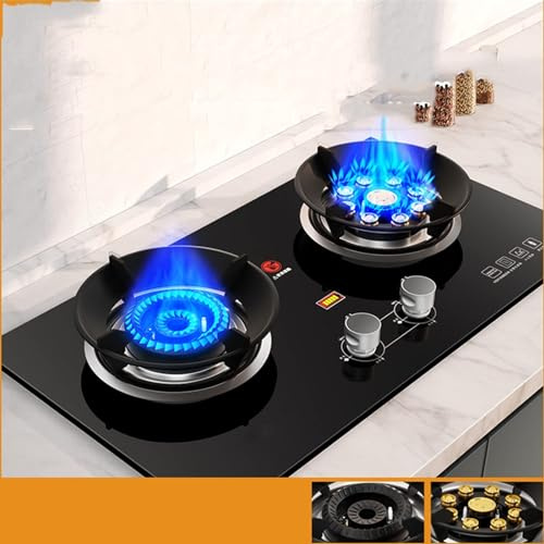 THEGA Estufa De Gas - Estufa A Gas - Estufa Gas, 2 Quemadores De Gas, Cocina Casera Estufa De Gas Portátil, Encendido De Vidrio Templado Camping Doble Quemador LPG/NG, 5.2KW (Color : PLG)