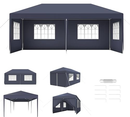 Aufun Pavillon Partyzelt 3x6 m Wasserdicht Festzelt Bierzelt Gartenzelt Outdoor Gartenpavillon UV Schutz mit 6 abnehmbaren Seitenwänden & Dach Winterfest Camping Zelt- Anthrazit