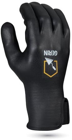 Ergos GERIN Gants De Travail De Sécurité | 1 Paire | Dextérité En Milieu Humide | Idéal Carrelage & Maçonnerie | Robuste Et Résistant | Taille 8-11 | Noir | Certifié CE