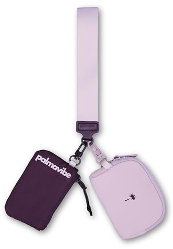 Mini Portemonnaie Damen kleine Geldbörse mit Armband sportliche Geldbeutel Wallet sport Nylon Bag Doppel kleiner Pouch Gassi Tasche mit Reißverschluss Münztasche Unisex Lila (Purple and Lavander)