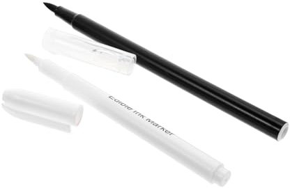 FUNOMOCYA Stylos De Pâtisserie Comestibles 2 Pièces Blanc Et Noir, Pointe Souple, en Matériaux Sûrs, pour Décoration De Gâteaux, Utilisation Alimentaire, Accessoire De Cuisson