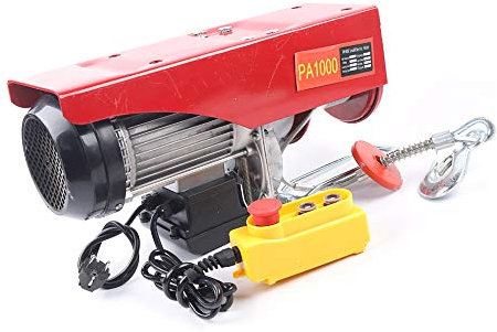 Verricello a Cavo Elettrico 1000 kg Paranco Elettrico con Telecomando Cablato 4 m Verricello Paranco 1600 W Puleggia Elettrico Gru Verricello Motore