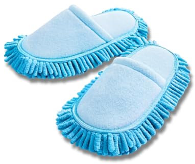 3 Pagen® Putzpantoffeln blau, Putz-Hausschuhe 1 Paar, Unisex Putz Slipper, Bodenwischer, komfortabel & hygienisch, Hausschuhe zum Bodenputzen, ziehen Schmutz & Staub an, Einheitsgröße 36-40