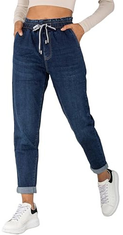 Nina Carter P500 Damen Jogginghose High Waist Jeanshosen Sommer Jeans (Dunkelblau (P500-39), M)