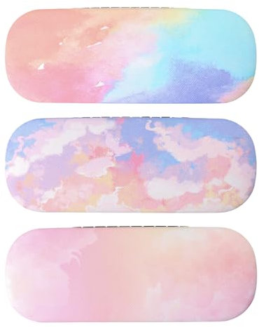 Amexo 3 Stück Hardcase Brillenetui Brillenbox Tragbare Brillentasche Brillenetui Box Sonnenbrillen Etui Kratzfeste Brillenbox Hartschalen Brillenetui Geeignet für Damen Kinder