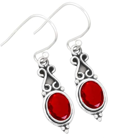 Boho Handgefertigter Schmuck Natürlicher Edelstein Bernstein, Lapislazuli, Amethyst, Perle Oval Echt 925 Sterling Silber Tropfen Ohrhänger für Frauen