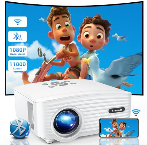 5G WiFi Mini Beamer 11000 Lumen Full HD 1080P LED Video-Beamer für Heimkino/Outdoor - Kompatibel mit TV Stick, Smartphone, Laptop, USB, HDMI