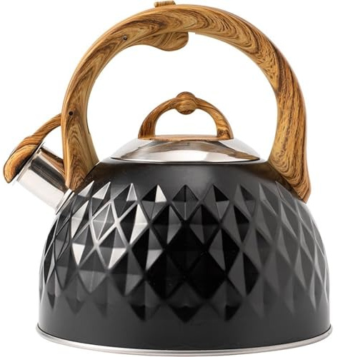 Bouilloire sifflante noire de 3,2 litres – Théière durable en acier inoxydable 304 pour toutes les cuisinières