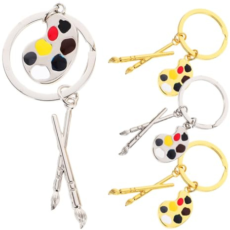 Homoyoyo 4pcs Art Student Paintbrush Keychain Metal Pendant Women Keyring Cute Keyring Key Lanyard Decorative Pendant for Art School
