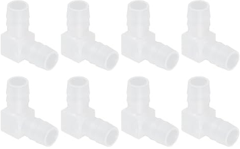 QUARKZMAN 3/8 Accesorio De con Púas, 8 Pcs Codo L De 90 Grados Igual con Púas, Conector Plástico En Forma De L De 2 Vías, Union para Tubos De Aire, Combustible, Líquidos En Hogares