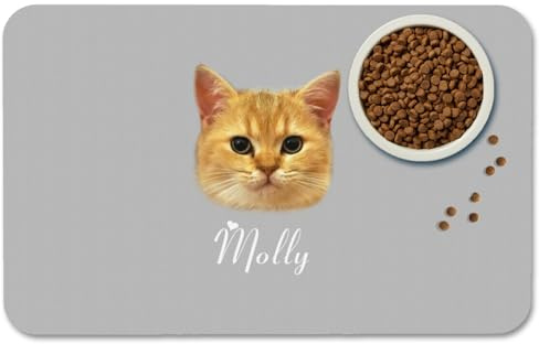 Fußmatte Personalisiert Napfunterlage Hund Futtermatte Katzen Haustür mit Namen und Foto Fußmatte Selbst Gestalten Haustier Hundebesitzer Rutschfest Waschbar Geschenk Einzug Richtfest Geburtstag