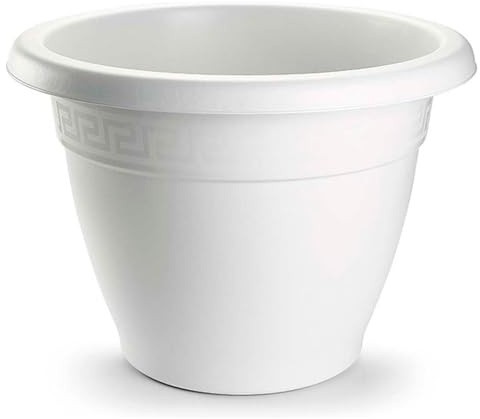 Acan Tradineur - Maceta Redonda Terracota - Fabricado en Plástico - Macetero Apto para Exterior e Interior del hogar - Diámetro: 50 cm - Color Blanco