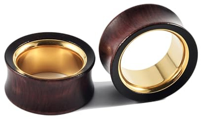 Calefee Flesh Tunnel 14mm, Dilatatori Lobo Legno e Acciaio Inossidabile Bicolore, Dilatatori Orecchio 2 Pezzi