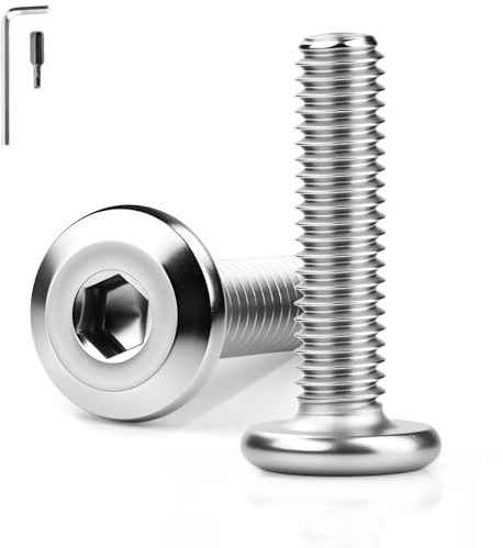 KGGZKG Tornillos de cabeza plana M8, 15 unidades, M8 x 45 mm, acero inoxidable 304, A2 V2A, hexágono interior, rosca completa, tornillos de cabeza alomada con llave Allen, tornillos roscados para