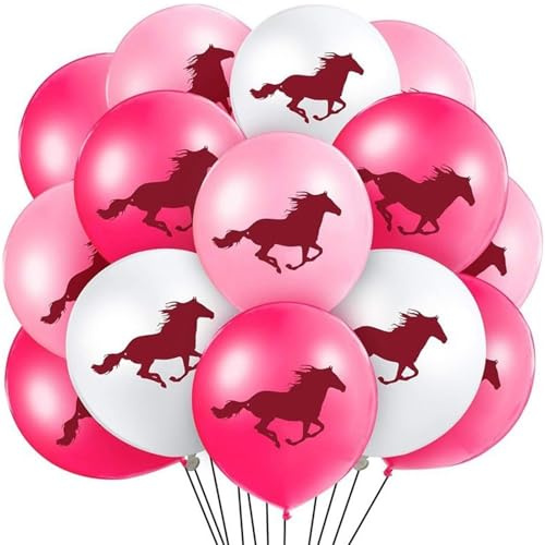 Ovanda Pferde Luftballon, 18 Stück 12 Zoll Latex Ballons, Pferd Thema Luftballons, Luftballons Rosa Konfetti für Kinder Party Geburtstag Mottoparty Dekoration,Cowgirl Deko,Deko Pferde Kindergeburtstag