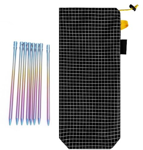 Tent Peg Drawstring Bag | Tent Stakes Pegs Pouch for Camping - Multifunctional Tools Organizer Waterproof Storage Sleeve with- Handle for Nails, Hammer, Tape Measure