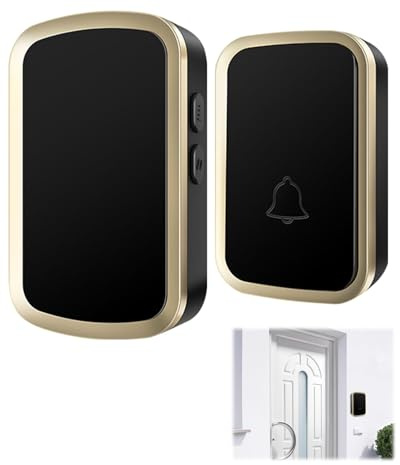 Wireless Doorbell Waterproof Wall Plug-in Door Bells 1000ft Range 60 Chime 5-Level Volume Wireless Cordless Chime Kit with 1 Receiver 1 Transmitter for Apartment Home Office Hotel No Battery Required