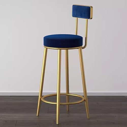 Elegante Barhocker aus Samt – hohe Rückenlehne, rundes Design, goldener Metallrahmen, stilvolle Küche, Kneipe und Lounge – schicke Barstühle für Ess- und Unterhaltungsräume
