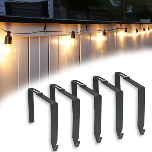 5 Pack No-Drill Cinder Block Wall String Light Hangers,[4.3-8 Adjustable][Damage-Free Duty Metal Hooks Clips] for Outdoor String Lights, Christmas Decorations, Patio, Garden Fence & Brick Walls