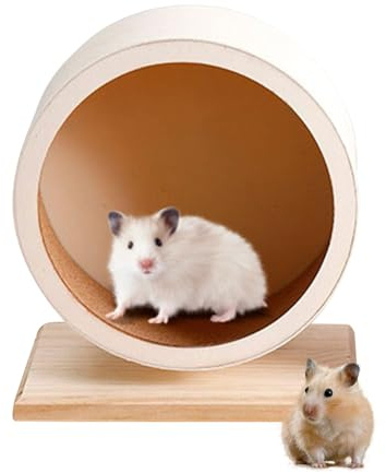 Chingcoo Roue de hamster en bois 15 cm - Roue silencieuse pour hamsters, hamsters nains, Degus et gerbilles, sûre et stable avec bandes de rechange en liège - Accessoire de roue pour petits animaux