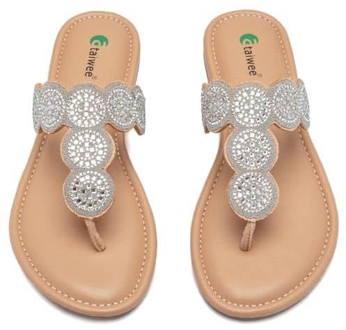 Ataiwee Damen Slide Sandalen - Bequeme Plateau Sandalen,Sommer Elegant Flip Flops,Glitzer boho Zehentrenner