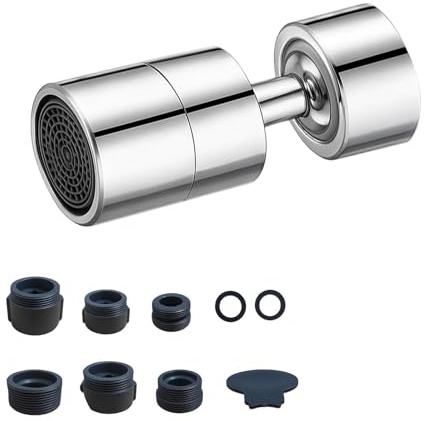 Tap Attachment Sink for Kitchen 360° Swivel Spout Kitchen Tap Spray Head | Tap Faucet Attachment Spray with 2 Functions Modes Replacement Tap Aerator Sprayer Accessories (Silver 80°)