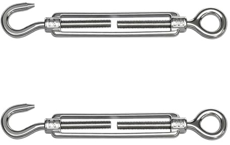 LifgWas 2 tenditori per cavo in acciaio inossidabile 90 mm, tenditore cavo con gancio e occhiello, tenditore regolabile per teloni, persiane, pergola e linea di biancheria, resistenti alla corrosione