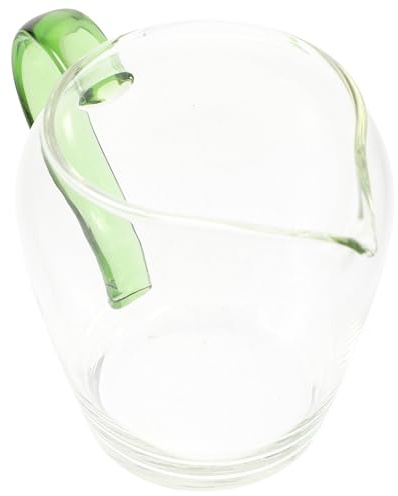 VANZACK Salsera de Vidrio 350 Ml Mango Verde Dispensador de Salsa Resistente al Calor para Té y Cocina Vaso de Cristal Grueso para Uso Doméstico y Gastronómico