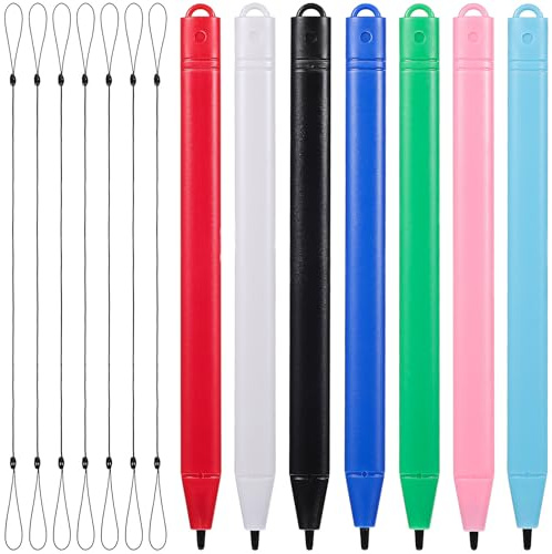Hemobllo Stylets pour Tablette Tactile pour Dessin et Écriture Lot de 7 en Plastique avec Prise Confortable et Cordon Élastique Noir sur Écran LCD