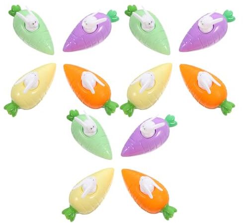 SOIMISS 12 Stück Aufziehauto Karotten Hasen Cartoon Schiebeauto Ostergeschenk für Kleinkinder Zufällige Farbe