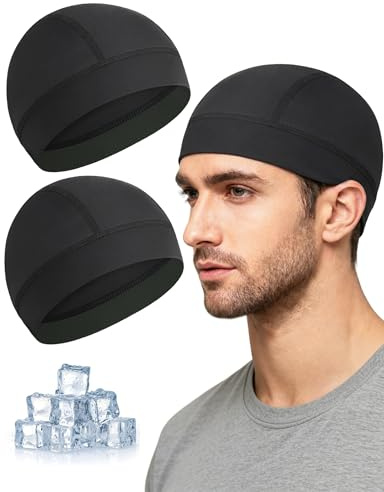 Becellen 2 Pezzi sotto Casco Bici Estivo, Cuffia Sottocasco Moto Estivo Cappello da Ciclismo Skull cap Leggero Traspirante Asciuga Velocemente per Uomo Donna Sport