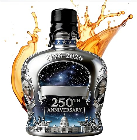Botellas de Vidrio para Whisky con Tapa,35cl Recipiente para Alcohol Conmemorativo 250 Aniversario EE.UU. - Decantador de Alcohol de Vidrio | Para Barman, Coleccionistas, Bar en Casa, Restaurantes,